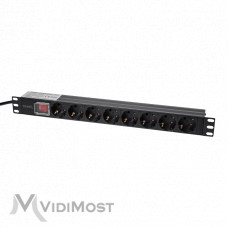 Блок розеток Trinix TRX-PDU/8M-16А Black для комутаційної шафи 19"