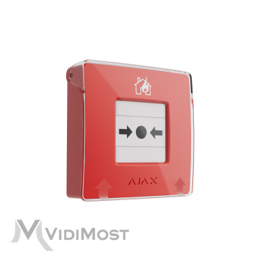 Бездротова кнопка для активації пожежної тривоги вручну Ajax ManualCallPoint (Red) Jeweller-1