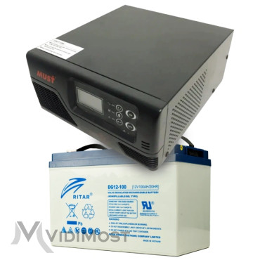 Комплект ДБЖ + АКБ MUST EP20-R1000W + Ritar DG12-100 12V 100Ah (Gel)